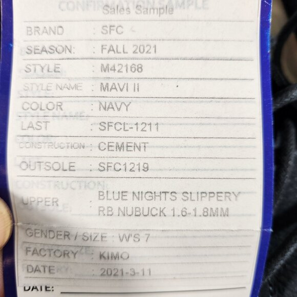 New SFC Mozo Women's MAVI Non-Slip Crew Leather Shoes Navy Blue M42168 US Size 7 - Picture 14 of 16